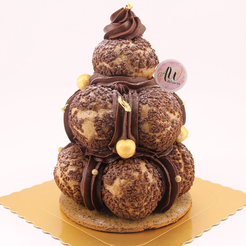 比利時朱古力泡芙塔蛋糕|泡芙塔的極致誘惑 Belgium Chocolate Saint-honoré