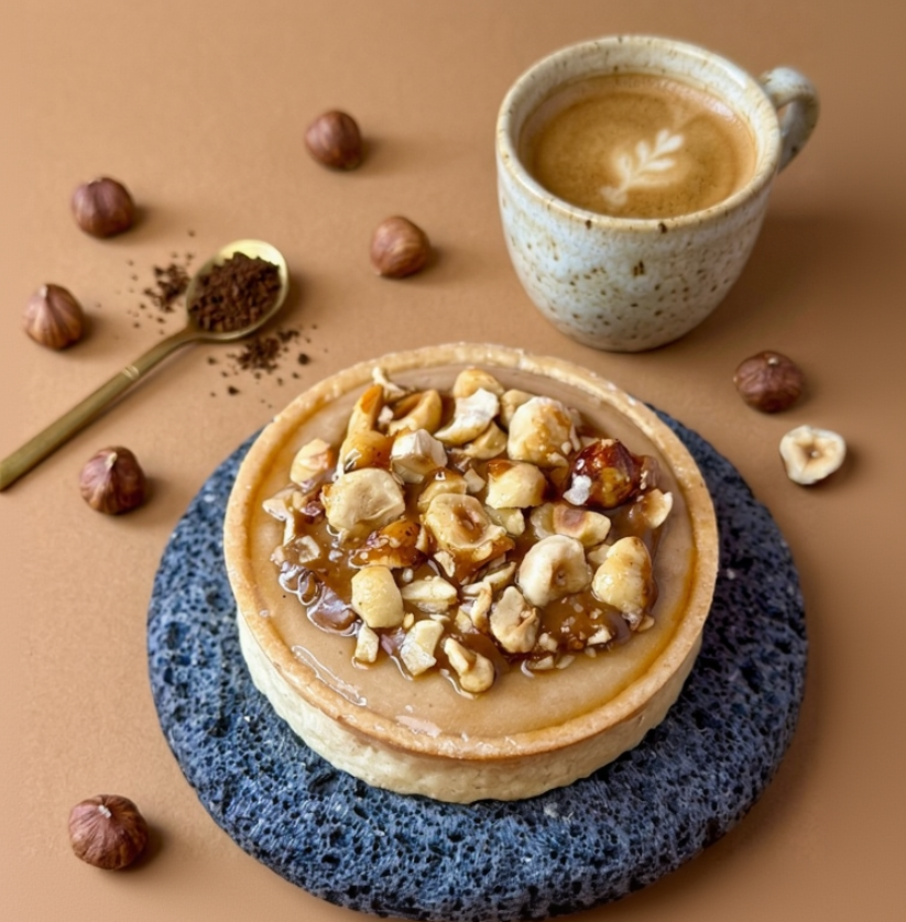 Rich Hazelnut Coffee Tart | Seasonal French Dessert | Italian Hazelnuts x Hand-Toasted Caramel Crisps