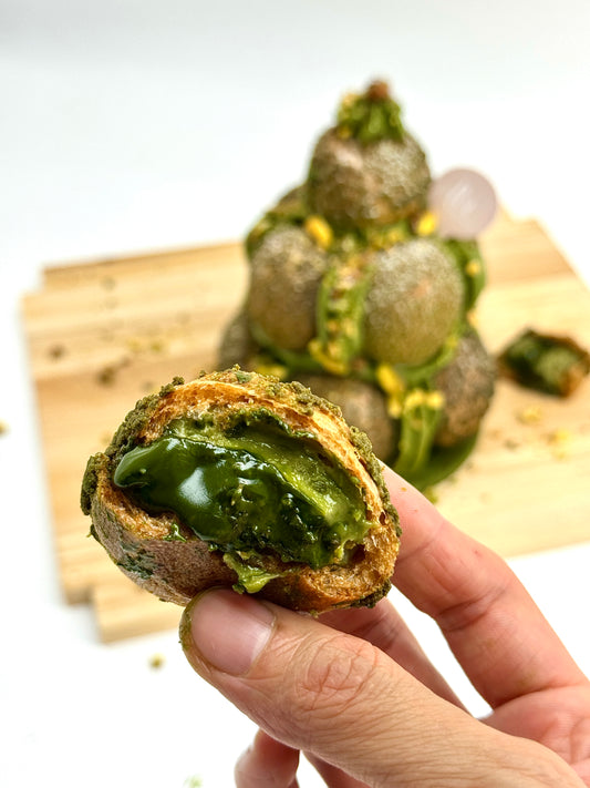 三重開心泡芙塔蛋糕｜法式經典 重新呈現 Triple Pistachio Saint-honoré