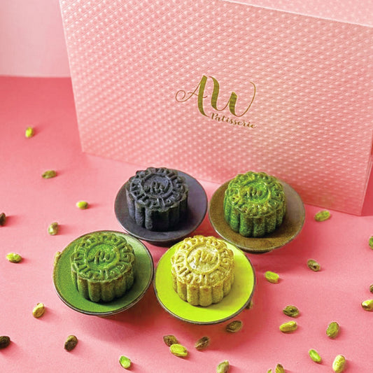 AW Patisserie 手工月餅，開心果、黑芝麻、陳皮紅豆口味