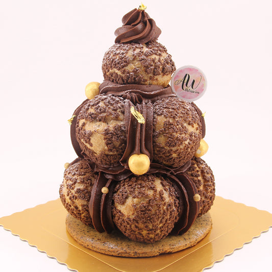 比利時朱古力泡芙塔蛋糕｜泡芙塔的極致誘惑 Belgium Chocolate Saint-honoré