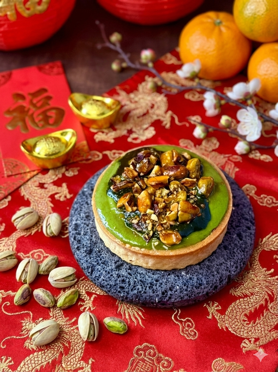 Extra-Rich Pistachio Mochi Cheese Tart | A popular choice with a chewy texture